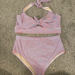 Old Navy Red and Blue Striped Bikini